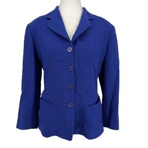 Vintage Emanuel by Emanuel Ungaro Petite Blazer Wool Blend Blue‎ 6 Petite